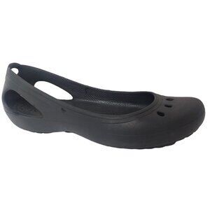 Crocs Ballet Flats Women Size 6 Shoes Black Slip on Rubber Waterproof READ
